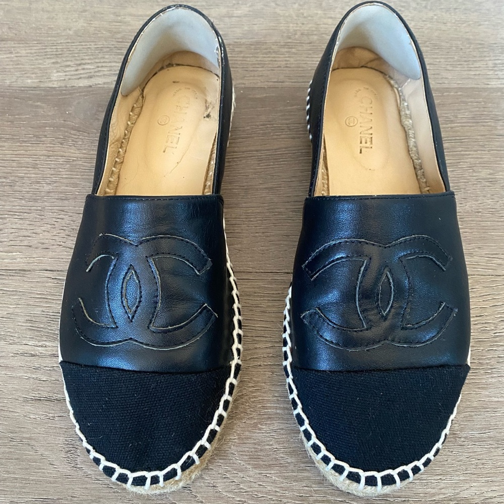SOLD: Chanel Beige & Black Espadrilles Women’s